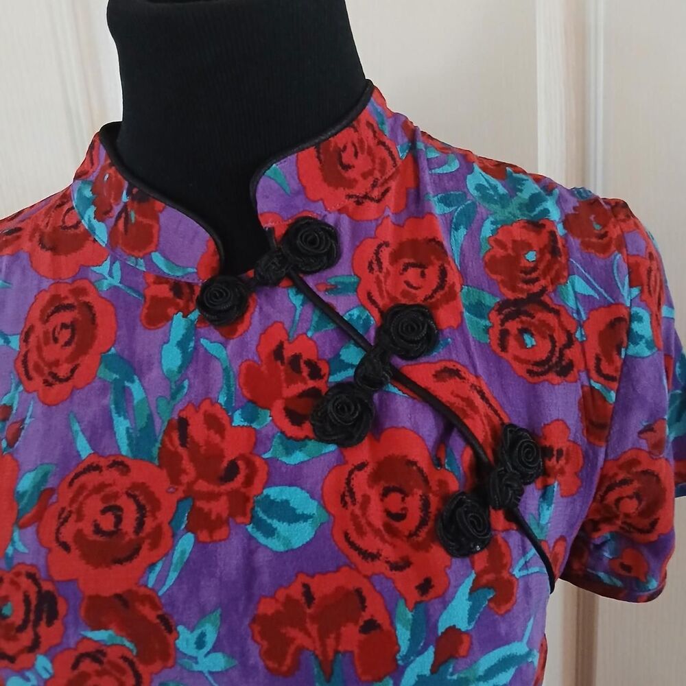 Zara Floral Mandarin Collar Mini Dress S Dopamine Dressing Asian Style Coquette - Picture 3 of 6